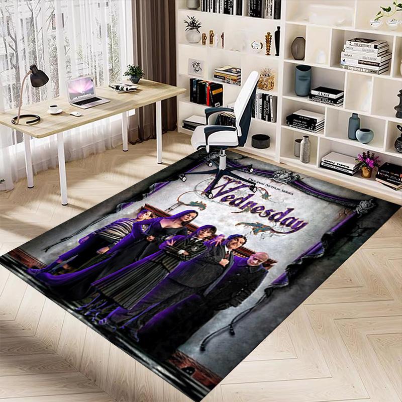 1pc Wednesday Addams Family Carpet for Playroom Bedroom Living Room Sofa Home Decor,kids Game Area Rug Non-slip Floor Mat Y82670