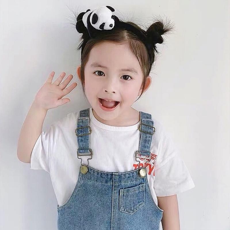 Cartoon Panda Hair Hoop Headband Furry Hairpin Scrunchie Barrette Alloy Brooch Styling Accessories for Women Girls