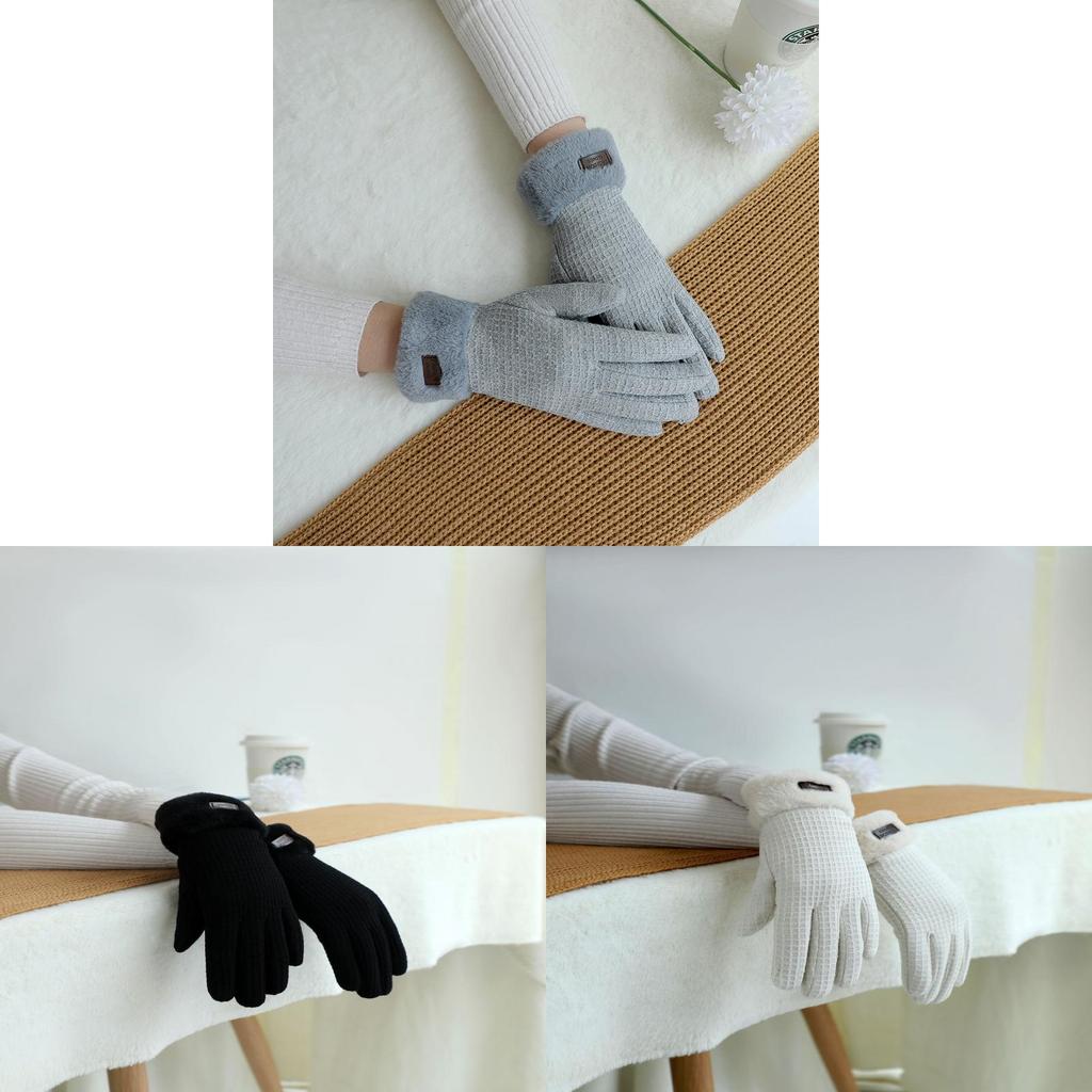 Winter Damen Flauschige Fahrradhandschuhe Mit Winddichtem Design Für Den Außenbereich