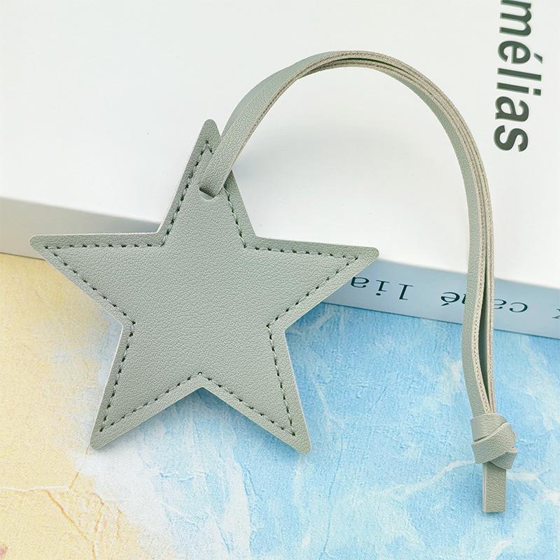 Spot Solid Color Leather Pentagram Keychain Pendant Simple Star Pu Leather Pendant Keychain High Sense