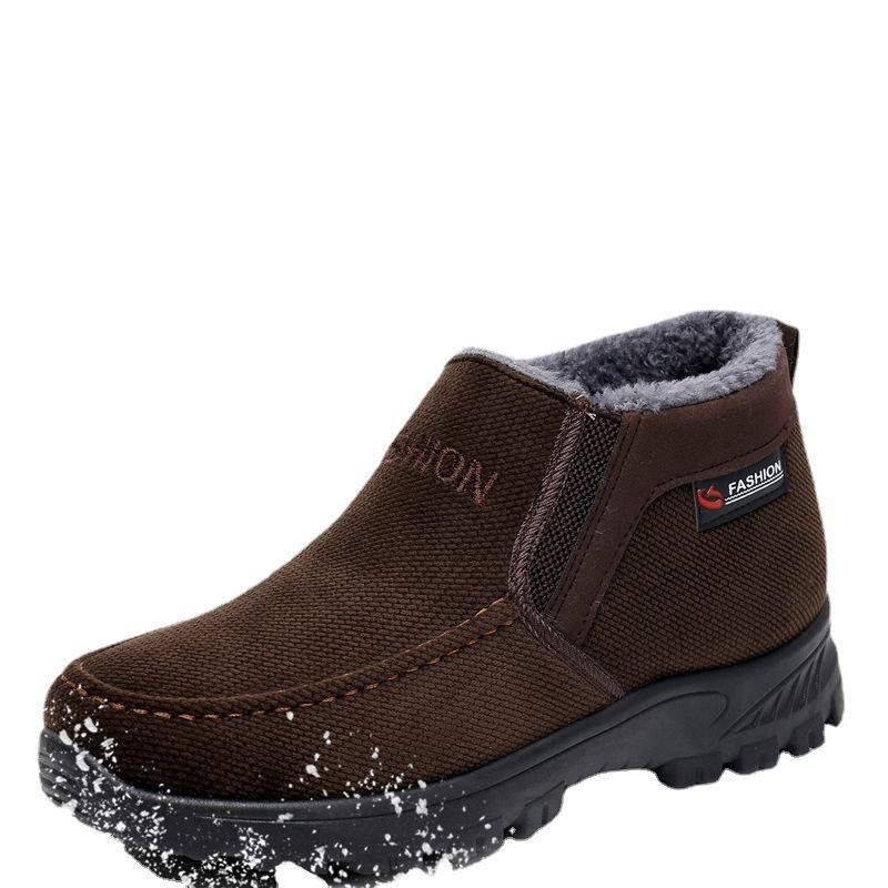 New Old Beijing Cloth Shoes Men's Middle-aged and Elderly Velvet Warm and Non-slip Middle-aged Father Elderly Father Men's Shoes Winter