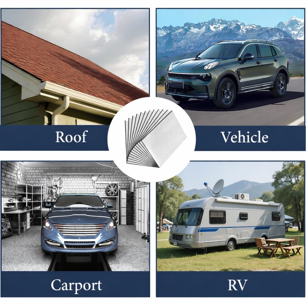 10PCS 10mm Car Sound Deadening Mat Aluminum Foil Heat Insulation Soundproof Foam Noise Reduction Pad for Car Door Roof Hood
