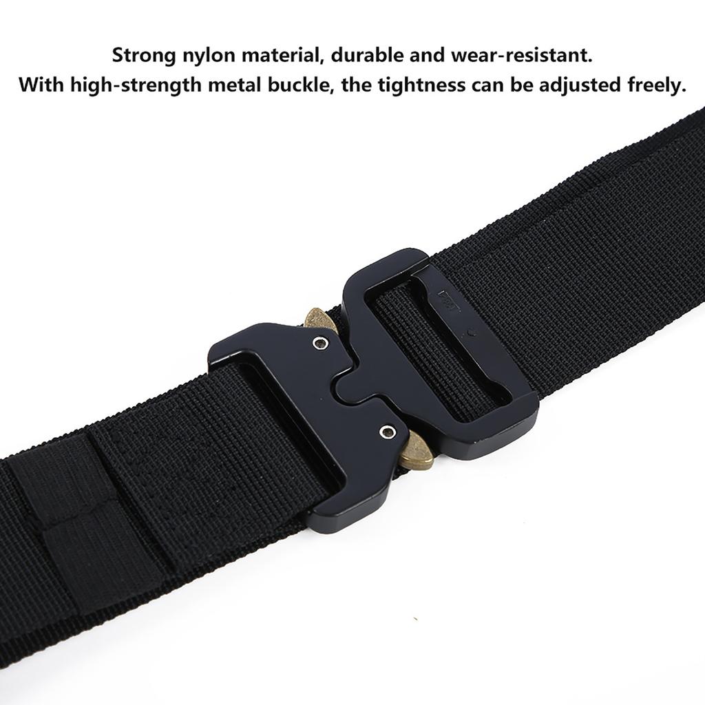 Outdoor Multi Function Military Training Nylon Buckle Belt Strap Men Waistband 3.8x125cm(Black )