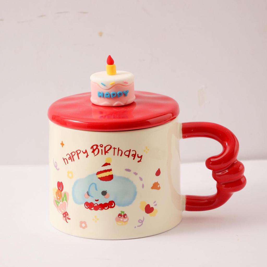 Girl's Heart Birthday Gift Cute Cartoon Bear Ceramic Cup Mug for Girlfriend Souvenir High-value Gift Box