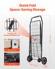 Shopping Cart, Folding Grocery Utility Cart with Swivel Wheels, 40.8 kg Large Load Capacity, Heavy Duty Rolling Laundry Basket Butler for Laundry,