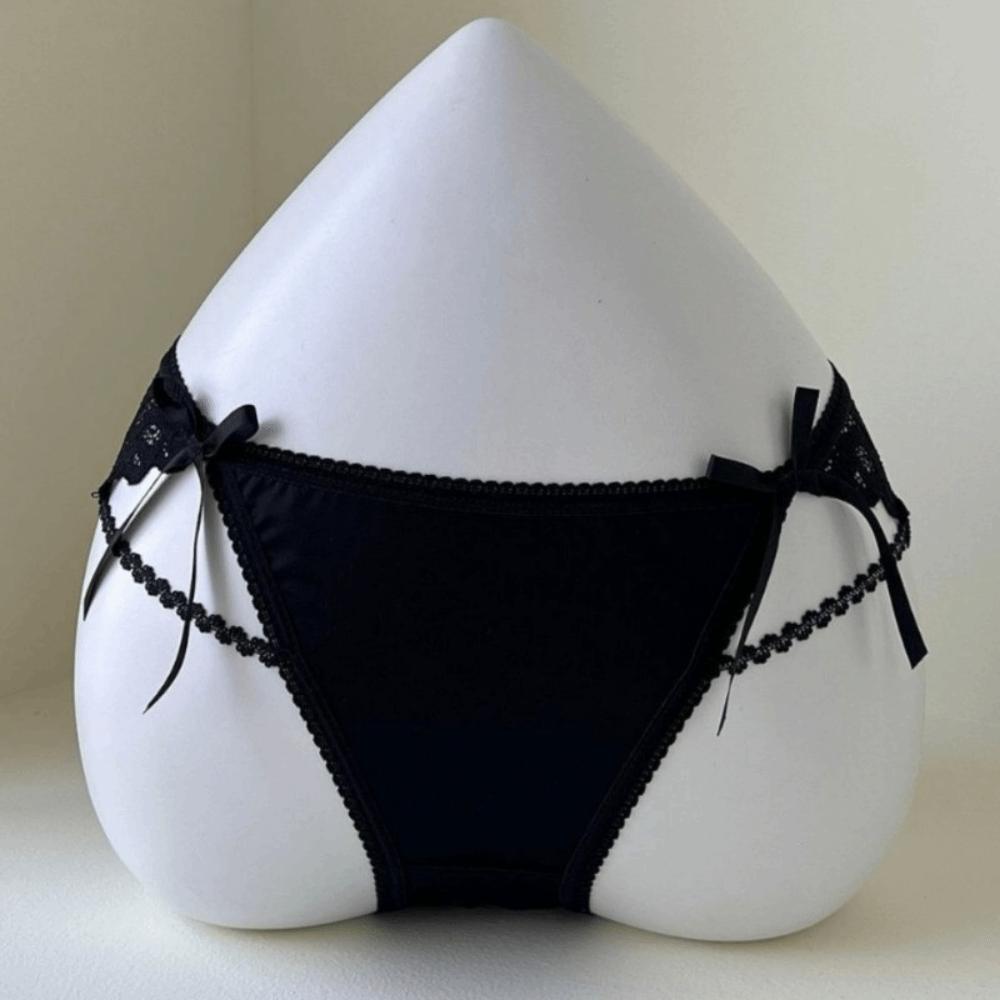 Bow Satin Silk Briefs Transparent Lace Mesh Briefs Thin Women Underwear Gifts
