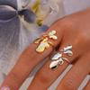 Stainless Steel Double Layered Butterfly Design Rings for Women Men Waterproof No Fading Glossy Opening Rings Jewelry Wholesale