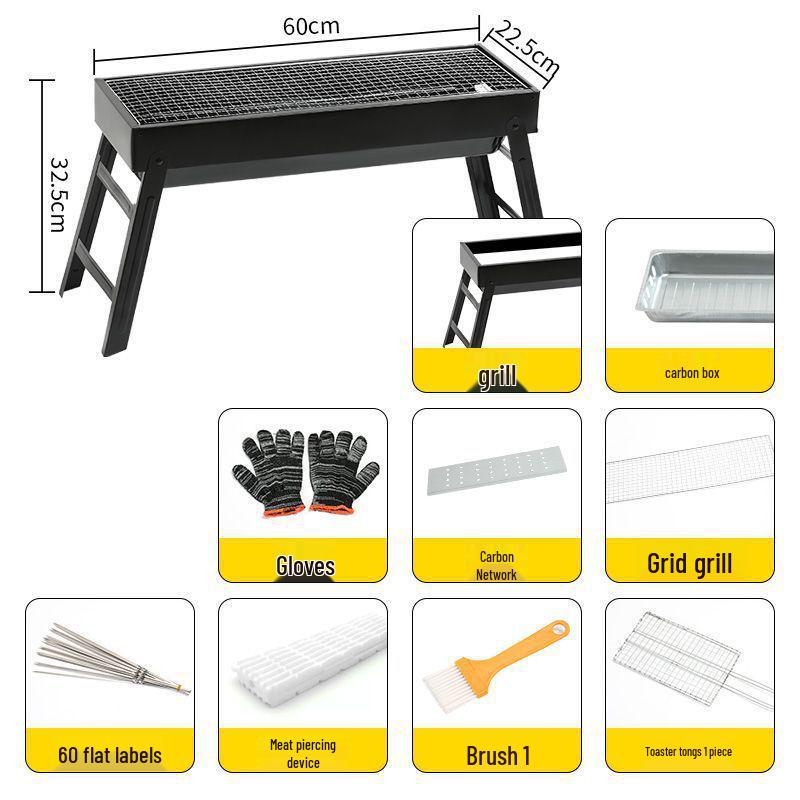 Foldable Charcoal Grill: Medium/Large Portable BBQ Rack for Home & Outdoor Use