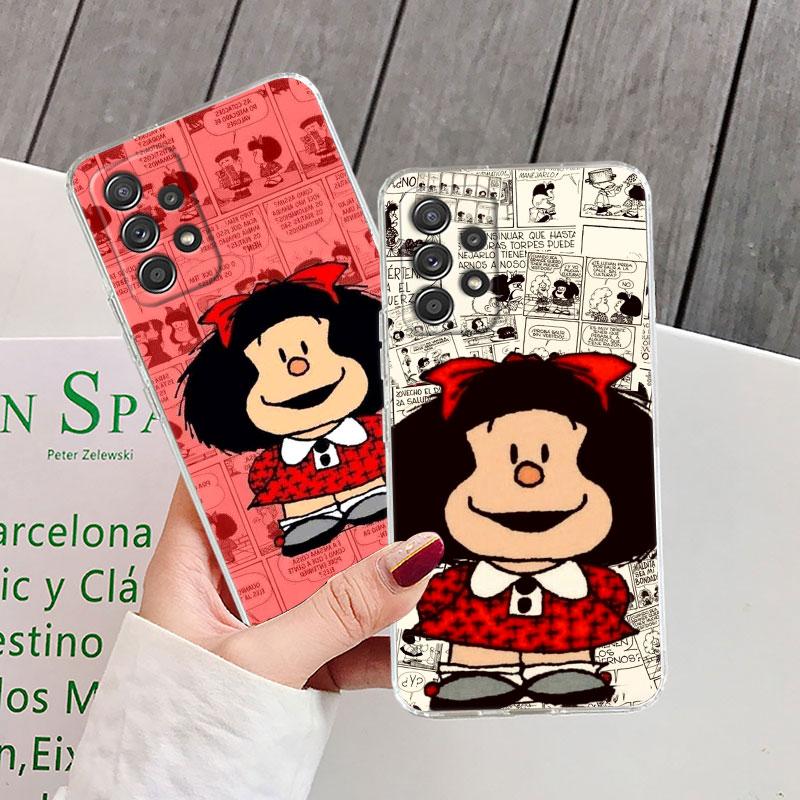 Clear Case For Samsung Galaxy A57 A37 A56 5G A36 Cases A55 A54 A35 A26 A07 A17 A16 A06 A34 A15 Soft Cover Mafalda Cartoon Girl