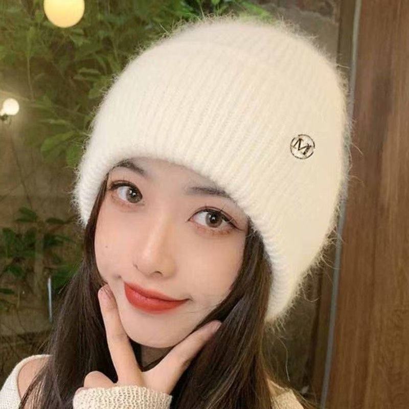Etichetta Decor Basic Beanie Trendy Tinta Unita Cappelli in Maglia Elastica Berretto Caldo con Risvolto per Donna Uso Quotidiano Autunno e Inverno