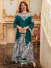 AB400 Muslim Fashion Floral Dress with Hot Drill Embellishments - Middle Eastern Style Robe for Women