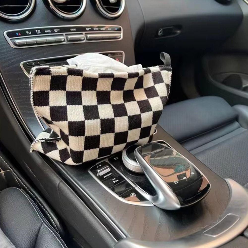 Foldable Knitted Tissue Bag Dustproof Desktop Paper Towels Case  Dining Table