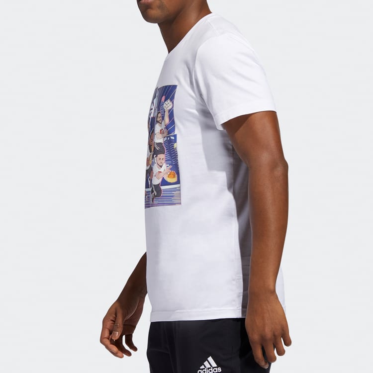 adidas T Shirts Men's White Crew Neck Moderate Straight Fit GE1057