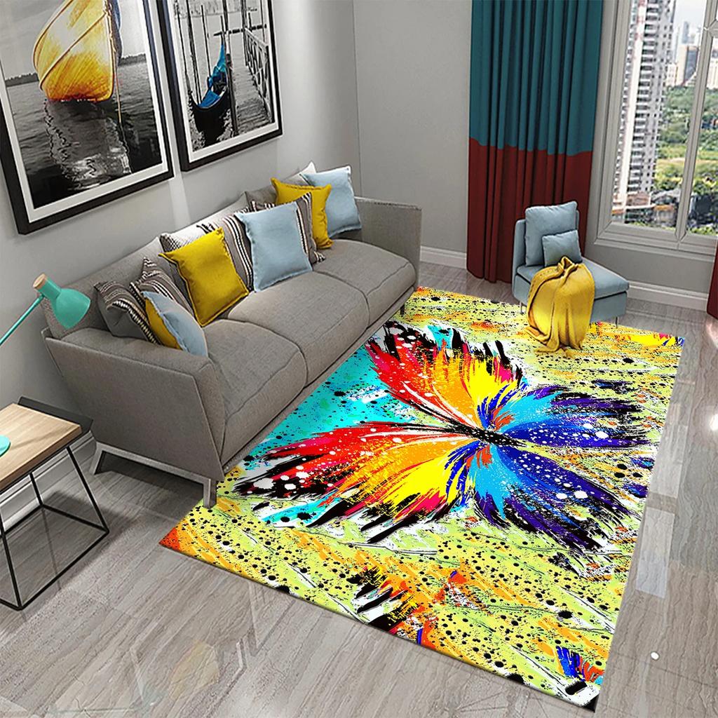 3D bunte Schmetterling Teppich Schlafzimmer Eingang Tür Dekor Matte Innenteppiche Wohnzimmer Fußmatten Badezimmer rutschfeste Teppiche