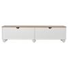 180*40*45cm TV Cabinet with 4 Cabinets, TV Cabinet with 6 Ball-Foot Metal Legs, Suitable for TVs around 80 Inches, Wood Color+White