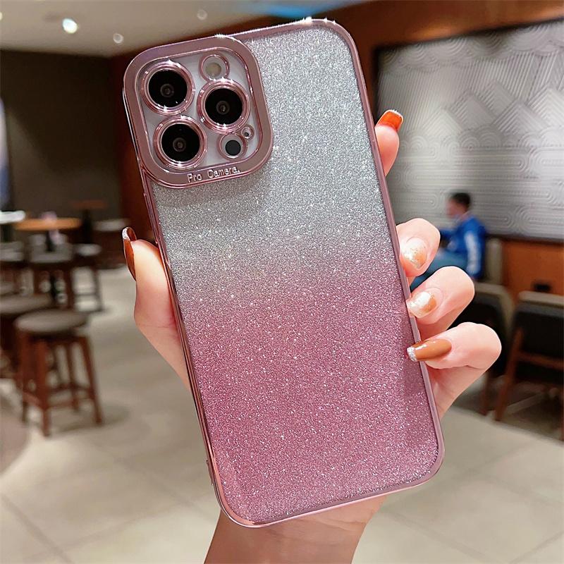 Gradient Glitter Electroplated Clear Phone Case For iPhone 14 13 12 11 Pro Max 7 8 Plus SE  Mini Soft Cover