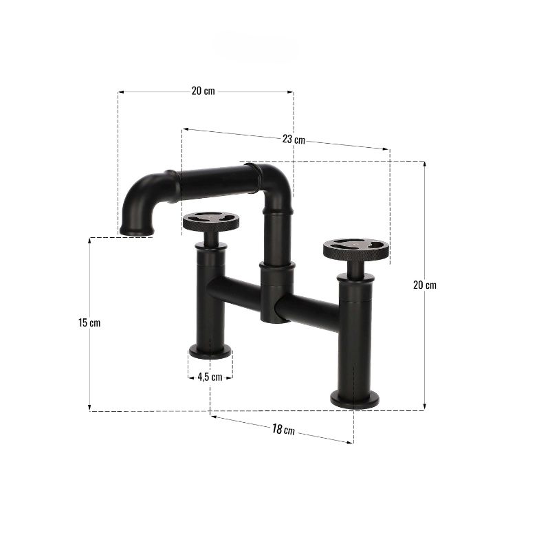 SALFORD black two-hole free-standing washbasin tap
