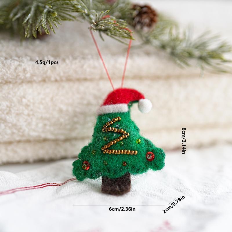 Handmade Felt Christmas Ornaments Cute Festive Designs Shiny Bead Accents For Xmas Tree Home Holiday Decorations