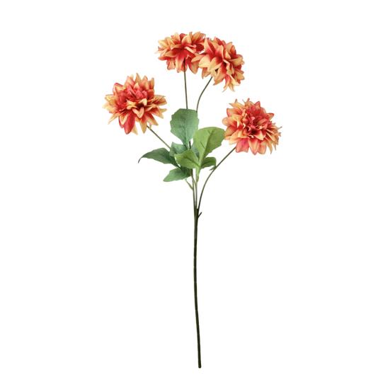 Artificial Dahlia Flowers with Stem 4-Head Blooms Realistic Faux Silk Flower for Vase Wedding