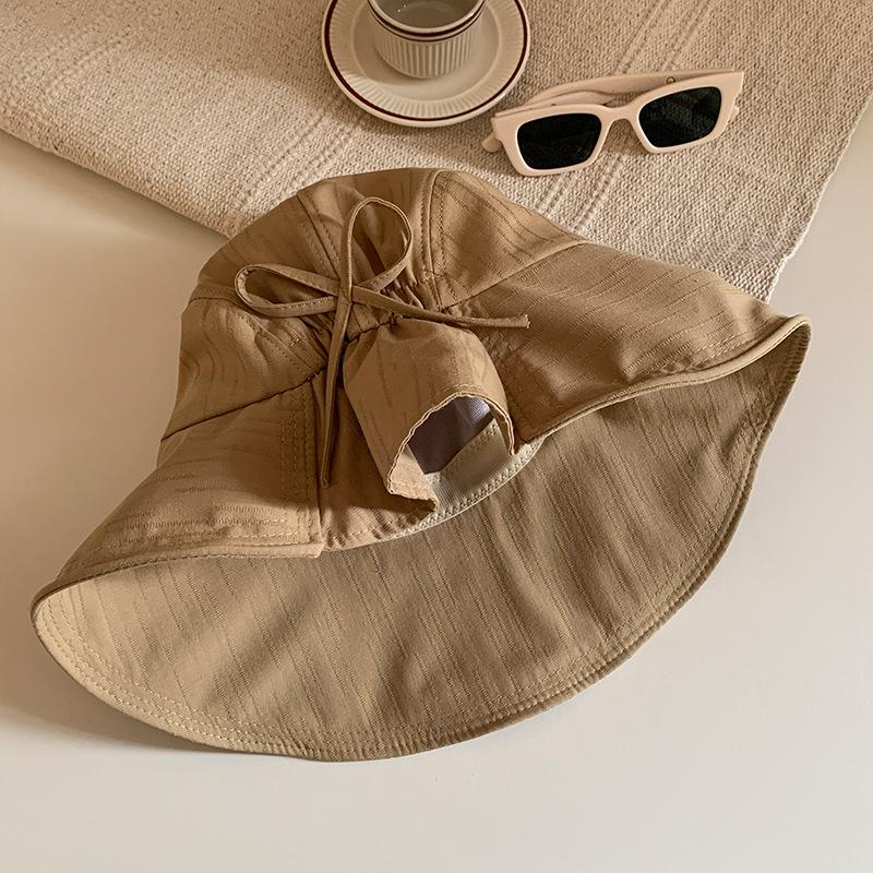 Bow bucket hat women's summer outdoor outing big brim sun protection sun hat foldable sun hat