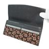 Inden Long Black with Pink [Inden-ya] Wallet, Thin, Deerskin, Lacquer, Forget-Me-Not Pattern, 2311-51-181