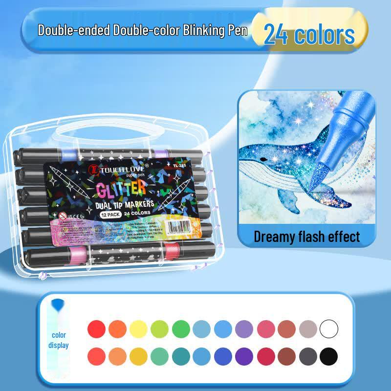 Yu Ji Dual-Tip Glitter Marker Pens