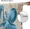 Octopus Curtains Ocean Animal Coral Nautical Map Starfish Sealifes Beach Theme Pattern Window Drapes Bedroom Kitch Curtain For Sleeping Area Polyester