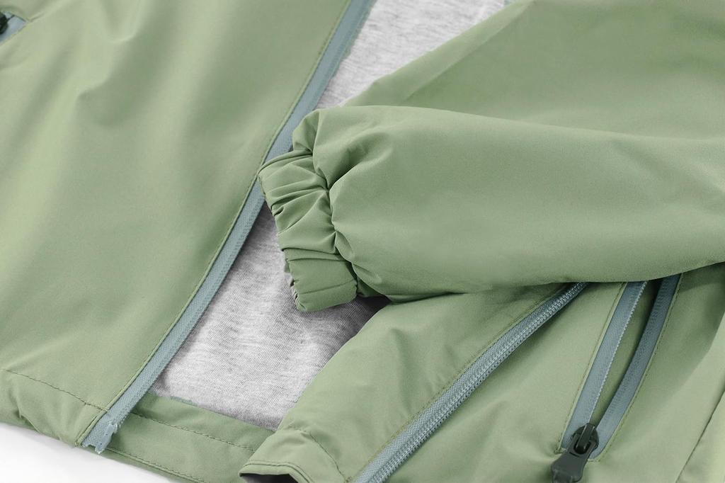 KISBINI Jacket for Boys and Girls with Mesh Perfect for Hiking and Size 100 Kids' Windproof, Cold-Resistant, Water-Repellent Lining, Training, Green,