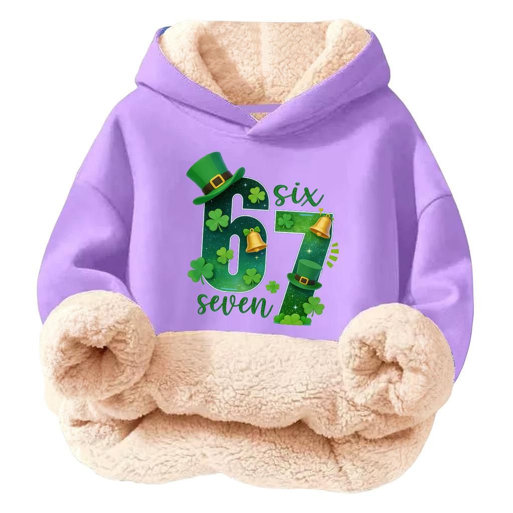 Children's Fashionable Printing Casual Fleece Hooded Loose Fit Hoodie Without Pockets