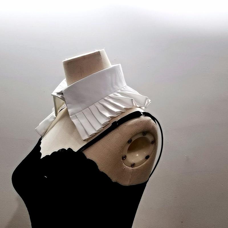 Rüschenrevers Hemd Stehkragen Oberteil Elegant Abnehmbarer Falscher Kragen Dekorative Stola Für Damen Mädchen Pulloverkleid Accessoire