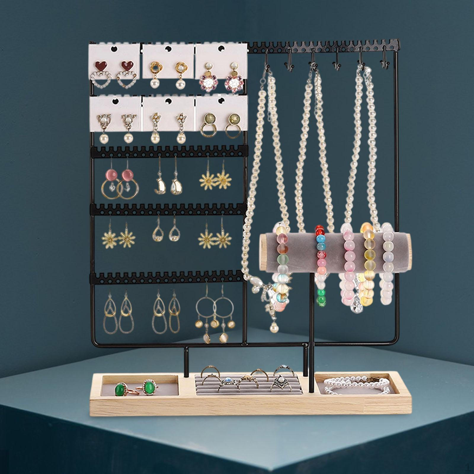 

Jewelry Display Stand Bracelet and Holder with Wooden Tray for Showroom чорний