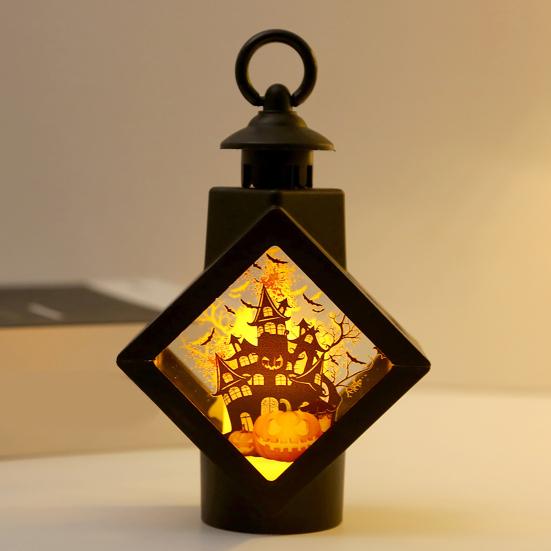 Halloween Decorative Lantern, Spooky Witch Pumpkin Scarecrow LED Night Light, Battery Operated Table Lamp for Holiday Party Decoration