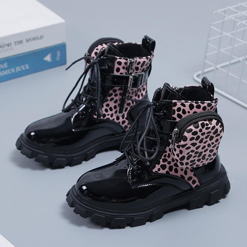 Boys And Girls Baby Pocket Martin Boots Round Head Side Zipper Short Fashion Boots