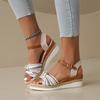 Women Summer Knotted Open Toe Ankle Strap Wedge Sandals Platform Thick Sole Casual Outdoor Shoes