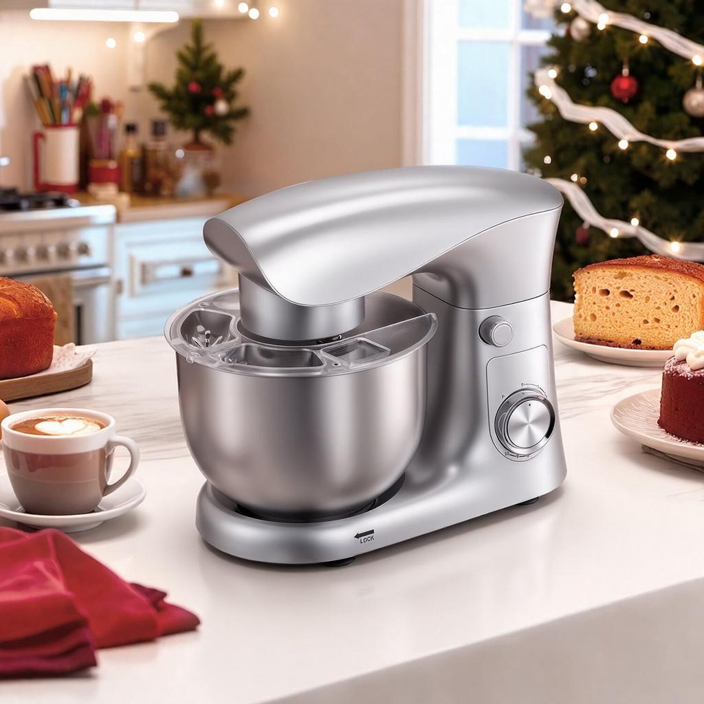 Stand Mixer, 4.2 L Electric Kitchen Mixer, 1500W Dough-Mixer, 10 + Pulse Speeds Tilt-head Food-Mixer with Stainless Steel Bowl, Dough Hook, Whisk,