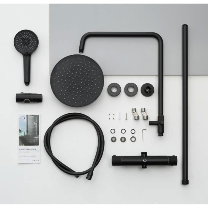 Cecipa @ Colonne de douche thermostatique avec Douchette Système Noir