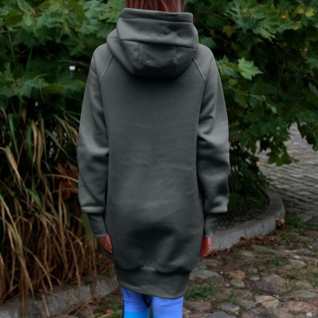 Women's Fashion Jacket Casual Solid-color Long-sleeved Cardigan Hoodie Long Coat