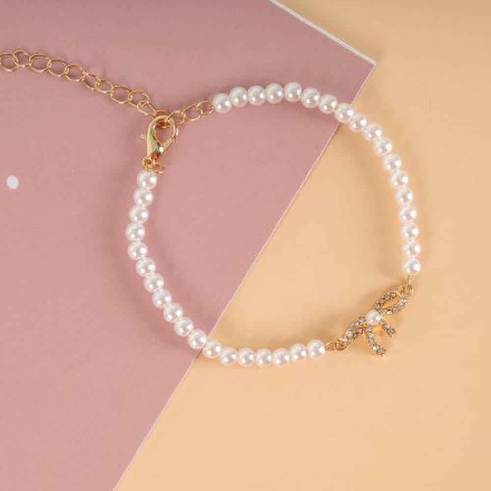 

Mini Focus Acrylic Pearl Cubic Ribbon Bracelet Mfjb005