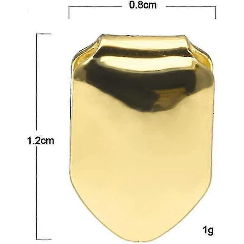 Dhrs 2pcs 14k Gold Plated Mouth Teeth, Flat Teeth, Top Teeth Gold Braces