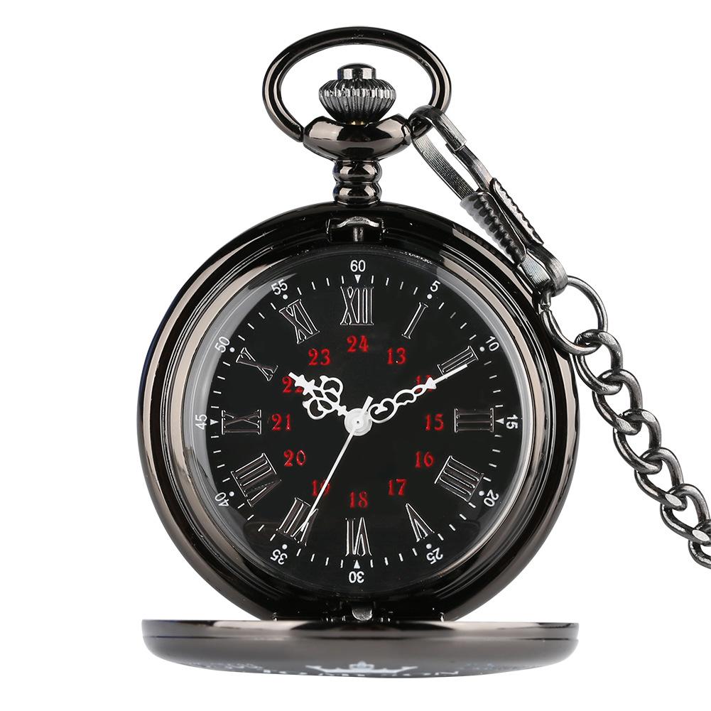 Newly Engraved Personalized Pattern Vintage Quartz Pocket Watch Chain for Son's Gift