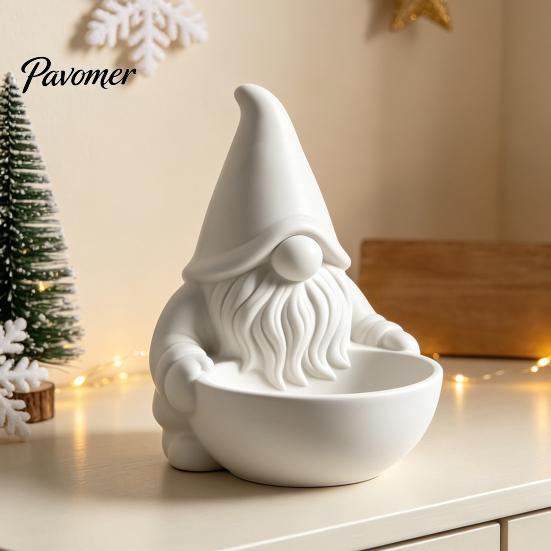 Decorative Candy Dish 3D Printed Gnome Bowl, Nordic Faceless Dish, Dwarf Ornament Tabletop Key Bowl for Christmas Tiered Tray, Mantel, Table
