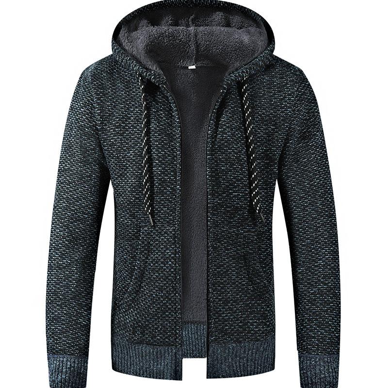 Herren S Einfarbig Langarm Kapuzen Fleece Strickjacke Pullover Für Teenager