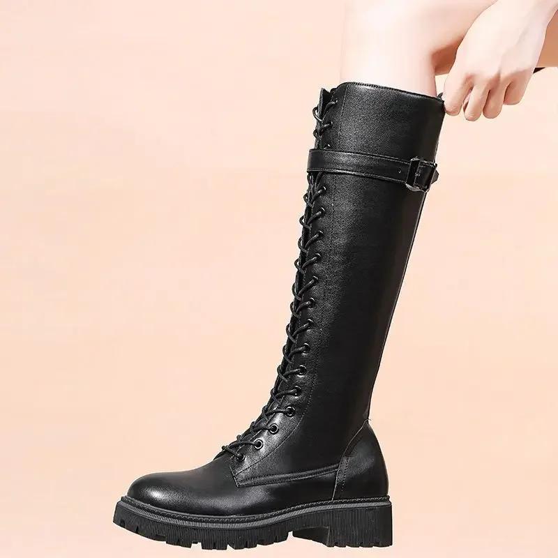 

Fashion Middle Heel Round Toe White Long Boots for Women Work Designer Luxury Trend 2024 Gyaru Hot New In Pu Knee High Shaft Shoes Woman 35