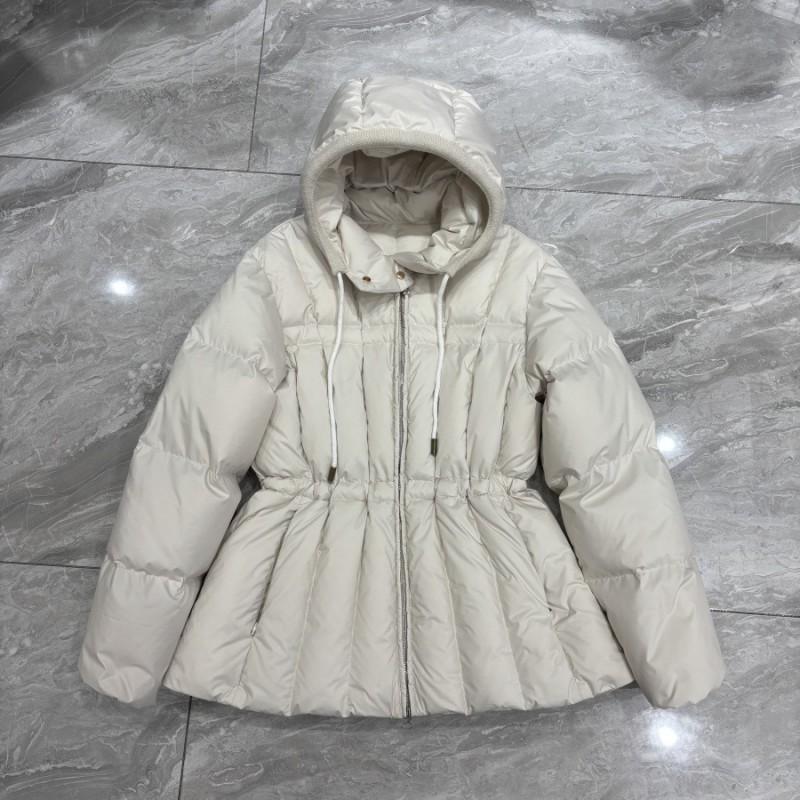 Womens Winter Hooded Zip-Up Down Jacket Slim Fit Solid Color Warm Puffer Coat Daily Wear