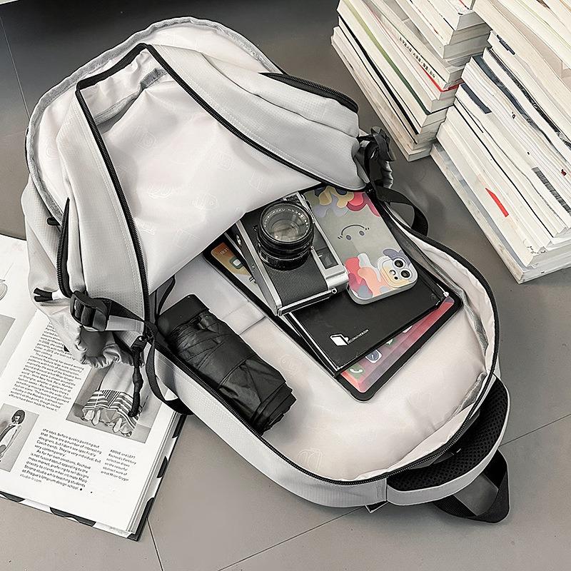 School Bag Men's Trendy Cool Letter Printed Backpack Casual Simple Lightweight Large Capacity Backpack