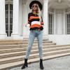Vintage Fashion Elegant Casual Sweater Dressy Thin Section of Long-sleeved Loose Striped Knit Sweater Women