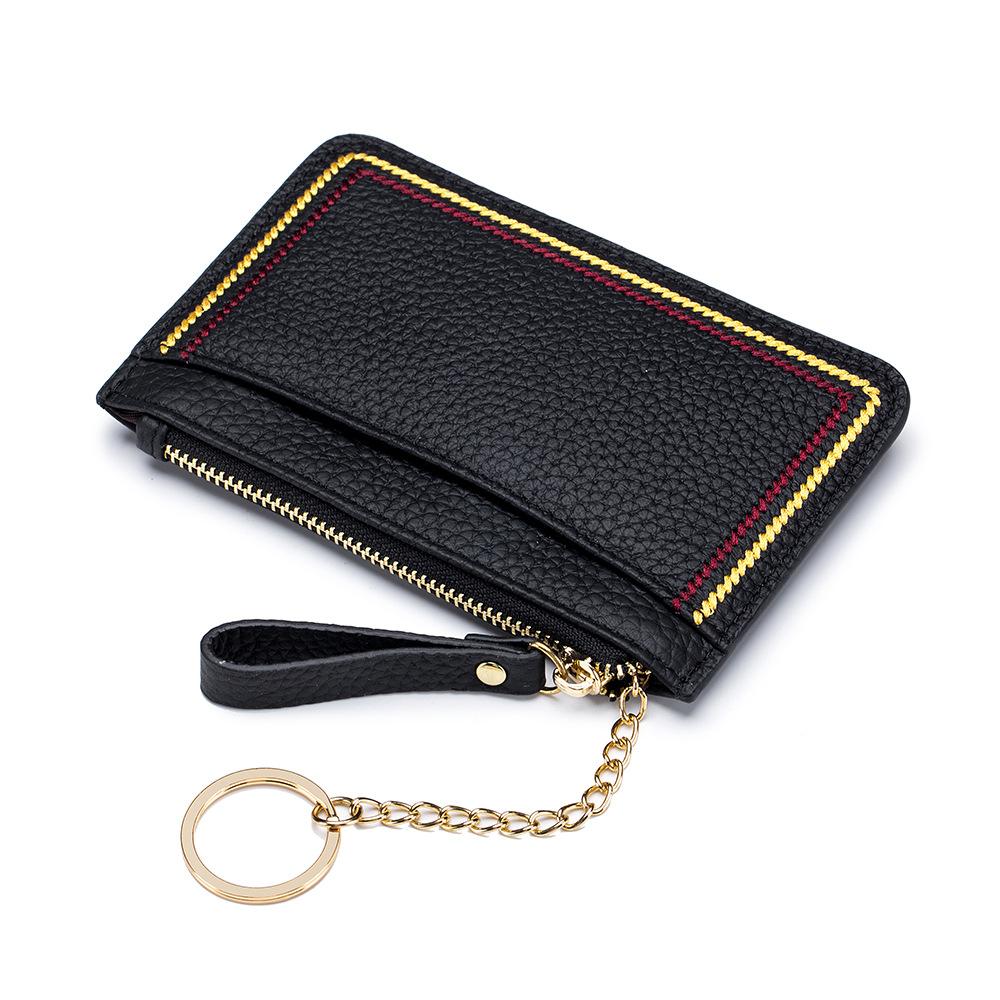 Fashion Change Bag Women's, Contrasting Colors Multi-function Ultra-thin Cowhide Keychain Bag Mini Small Wallet Ins Tide