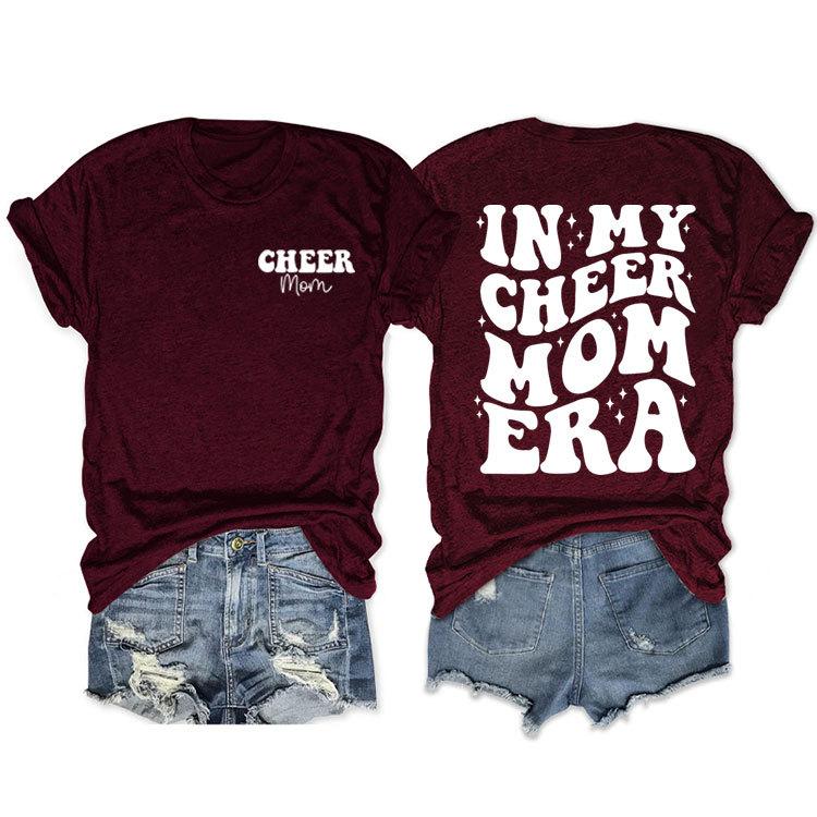 In my cheer mom era cheer mom crew neck casual T-shirt double-sided printing loose short sleeves