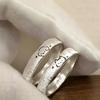 S925 Sterling Silver Brushed Cat and Dog Couple Rings - Cute Graffiti Style for Valentine's Day