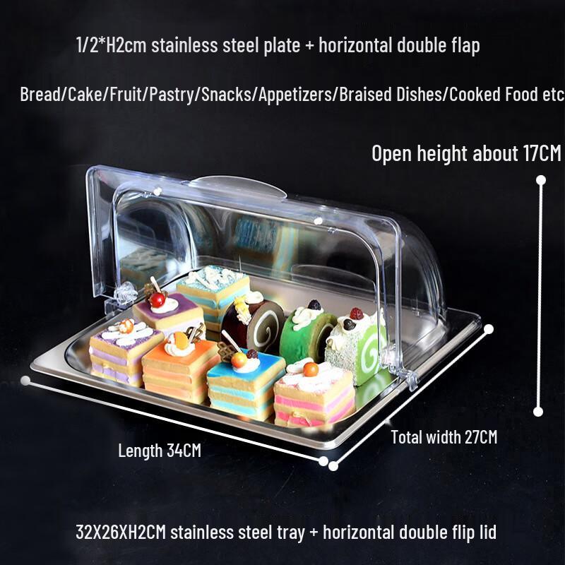 201 Stainless Steel Buffet Display Tray with Transparent Lid